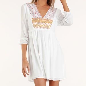 Lulus Sunflower embroidered babydoll dress